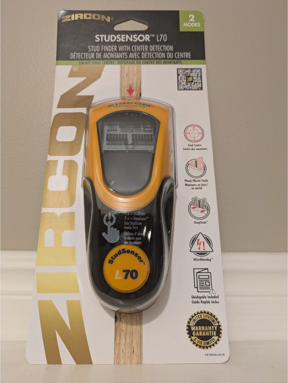 Zircon StudSensor L70 Stud Finder with Center Detection - New in box